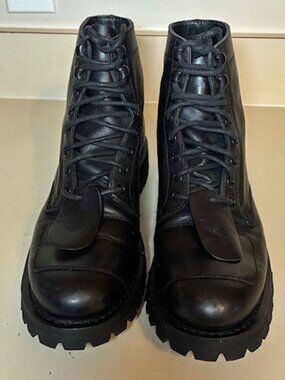 Harley-Davidson Women Leather Vibram Black Boots Lace-Up Combat Y2K Biker Size 9